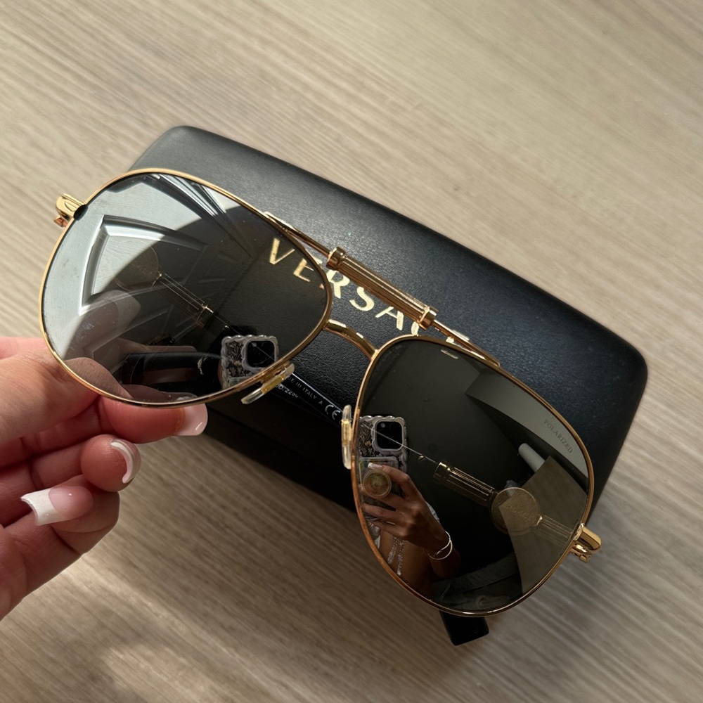 Versace Black and Gold Aviator Sunglasses - UNISEX